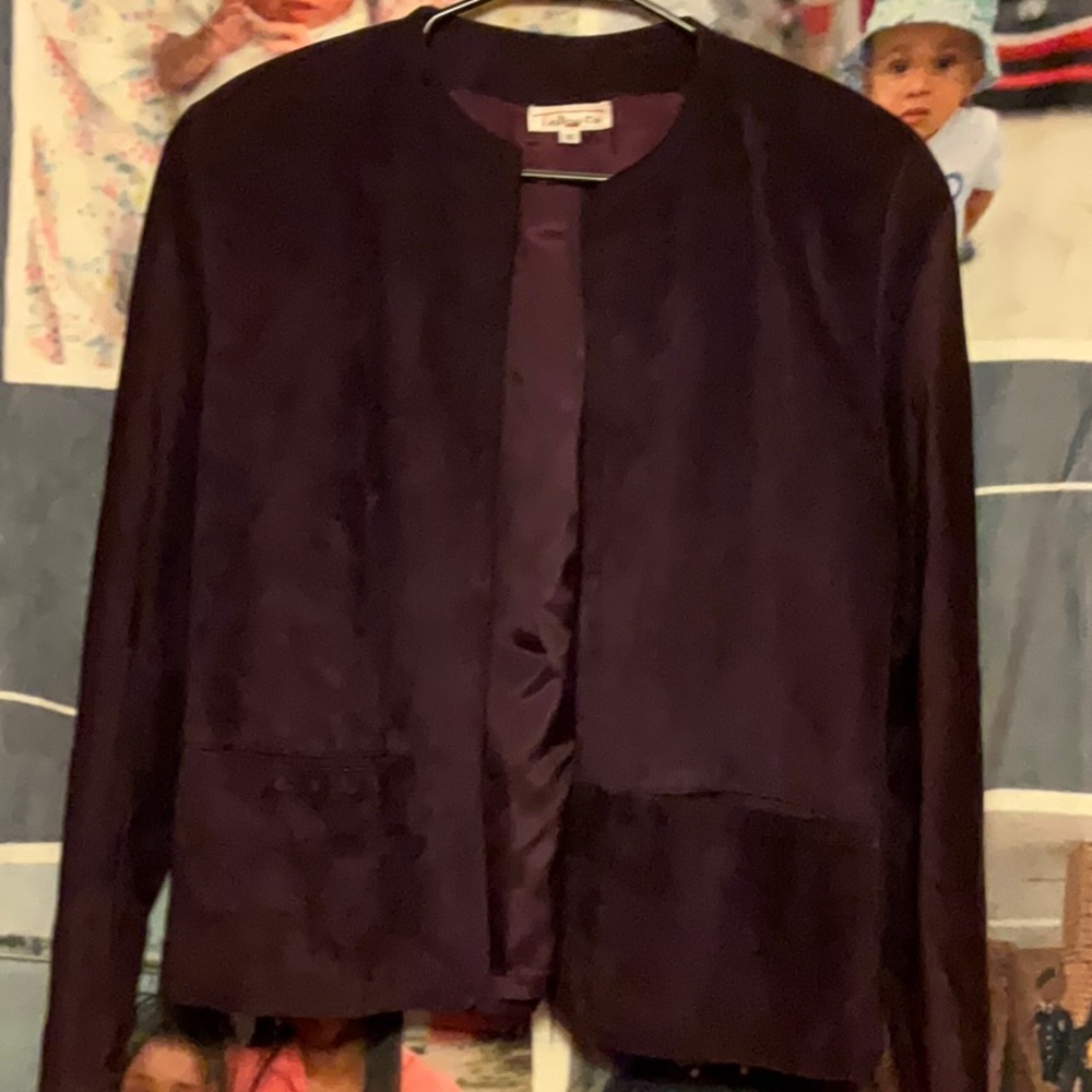 Talbots Genuine Leather Purple Blazer